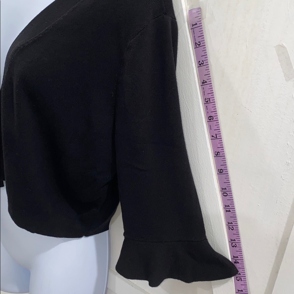 Talbots Solid Black Cotton Blend Open Front Cropp… - image 7